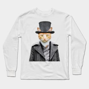 Gothic Orange Cat Long Sleeve T-Shirt